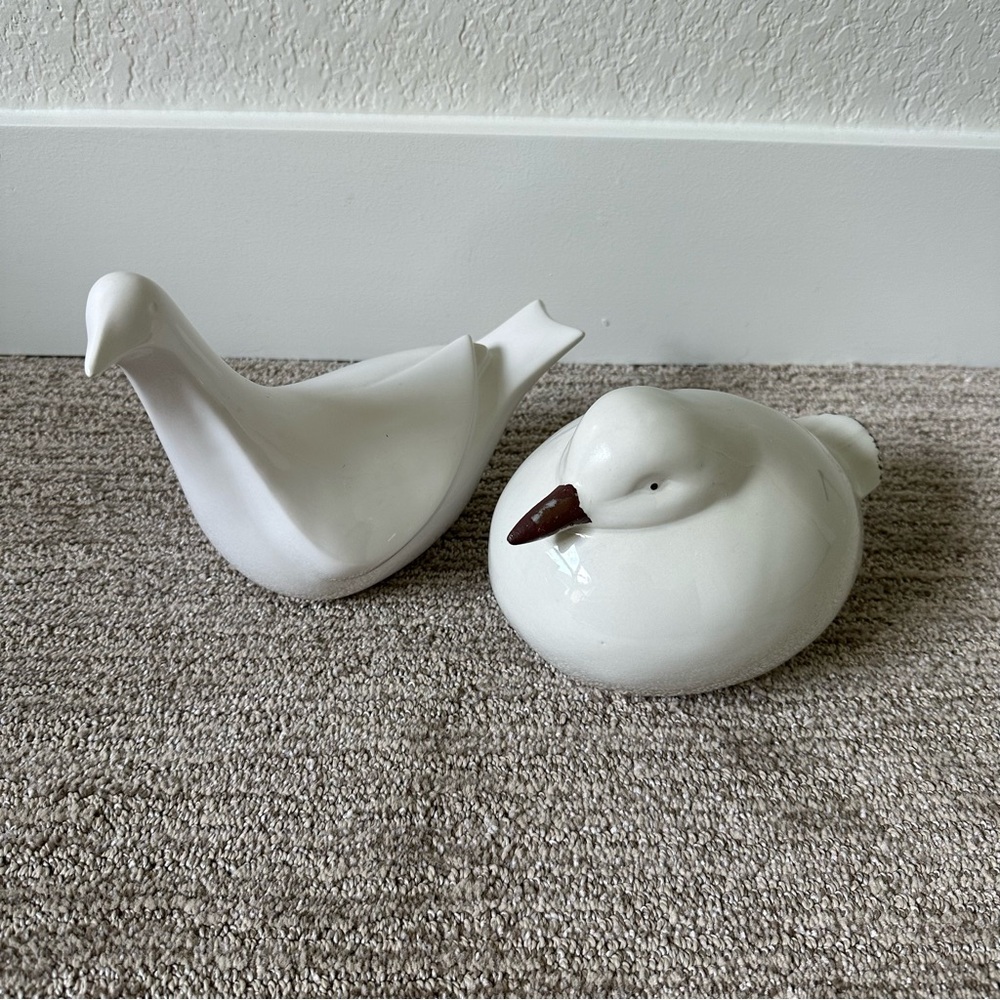 White Ceramic Bird Figurines